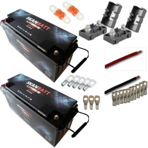 Pakke med 2 Skanbatt lithium Heat 51,2V 50Ah med 8 års garanti, kabling og sikringer-0
