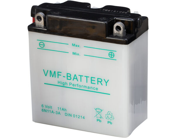 VMF MC Batteri 6V 12AH 88CCA (122x62x632) Polstilling 5 - Plusspol til hÃƒÂ¸yre | 6N11A-3A-0