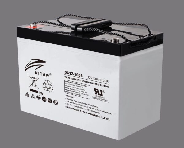 RITAR AGM Deep Cycle Batteri 12V 100AH C10 (307x169x211mm) Polstilling 4 - Plusspol til venstre-0