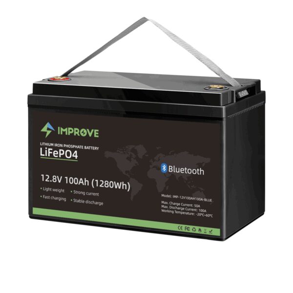 IMPROVE Lithium Batteri 12V 100Ah (LiFePO4) BMS 100A - BLUETOOTH-0