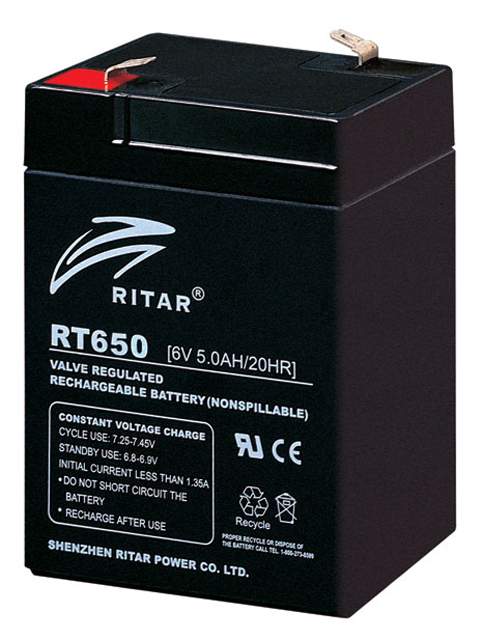 RITAR AGM Batteri 6V 5AH (70x47x101/107mm) F1-0 RITAR AGM Batteri 6V 5AH (70x47x101/107mm) F1-0
