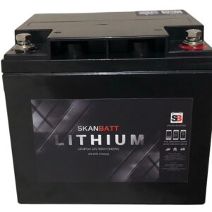 SKANBATT Bluetooth Lithium Batteri 12V 50AH 50A BMS-0