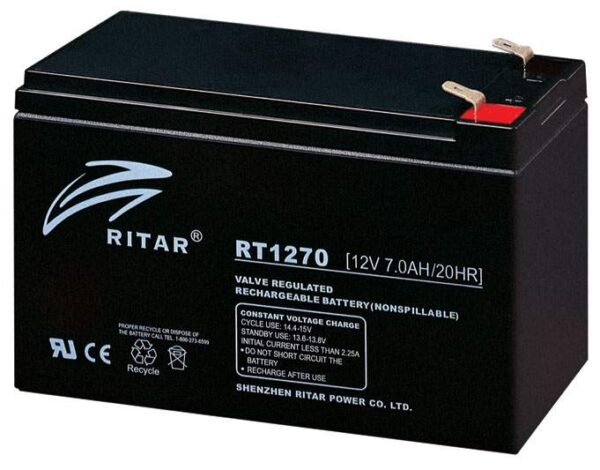 RITAR AGM Batteri 12V 7AH (151x65x94mm) F2-0 RITAR AGM Batteri 12V 7AH (151x65x94mm) F2-0