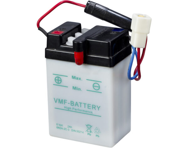 VMF MC Batteri 6V 2AH 20CCA (70x47x106) Polstilling 4 - Plusspol til venstre | 6N2A-2C-3-0 VMF MC Batteri 6V 2AH 20CCA (70x47x106) Polstilling 4 - Plusspol til venstre | 6N2A-2C-3-0