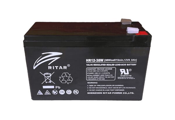 RITAR High Rate AGM Batteri 12V 9AH (151x65x93,5mm) F2-0