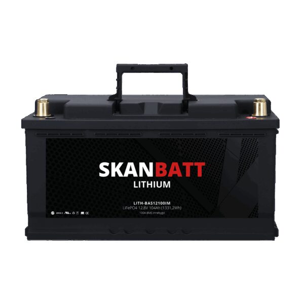 SKANBATT Lithium Batteri 12V 104AH 100A BMS (279x175x190mm) - NYHET (kan forhåndsbestilles)-0 SKANBATT Lithium Batteri 12V 104AH 100A BMS (279x175x190mm) - NYHET (kan forhåndsbestilles)-0