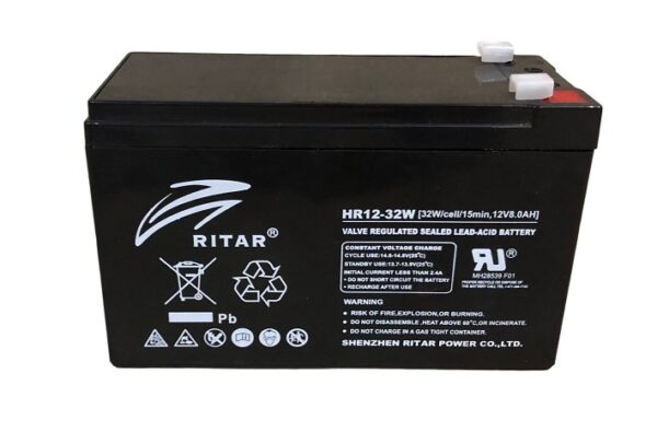 RITAR High Rate AGM Batteri 12V 8AH (151x65x93,5mm) F1-0