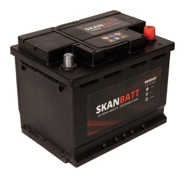 SKANBATT Fritidsbatteri 12V 60AH 480CCA (242x175x190/190mm) Polstilling 5 - Plusspol til hÃƒÂ¸yre-0
