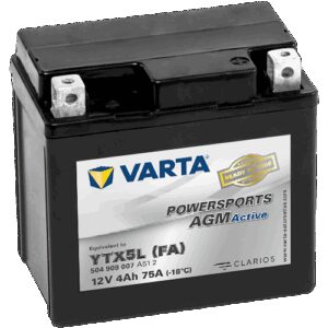 VARTA AGM MC Batteri 12V 4AH 75CCA (113x70x105mm) Polstilling 5 - Plusspol til høyre YTX5L (FA)-0