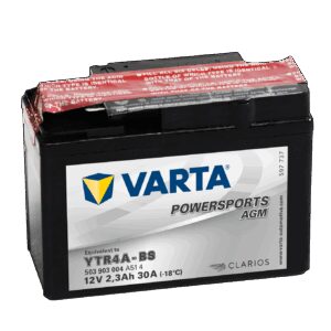 VARTA AGM MC Batteri 12V 2,3AH 30CCA (113x49x85mm) Polstilling 5 - Plusspol til høyre YTR4A-BS-0