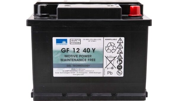 SONNENSCHEIN GEL Batteri 12V 40AH (242x175x190mm) Polstilling 5 - Plusspol til hÃƒÂ¸yre-0