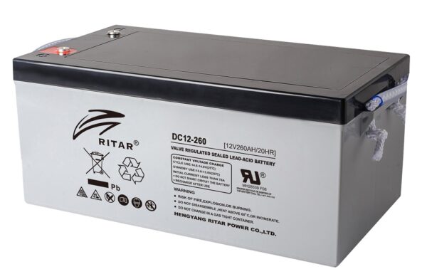 RITAR AGM Deep Cycle Batteri 12V 260AH C10 (520x268x220mm) Polstilling 5 - Plusspol til hÃƒÂ¸yre-0