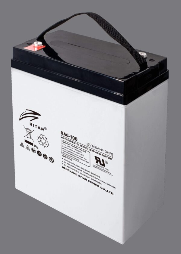 RITAR AGM Deep Cycle Batteri 6V 100AH (194x170x205mm) +diagonalt-0