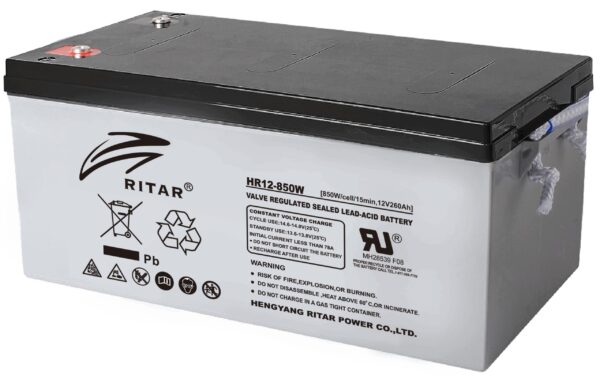 RITAR High Rate AGM Batteri 12V 260AH (521x268x225) M8-0