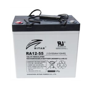 RITAR AGM Deep Cycle Batteri 12V 55AH (229x138x216mm) Polstilling 4 - Plusspol til venstre-0