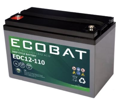 ECOBAT EDC12-110 AGM Batteri (DC12-120S)(331x172x220mm) Polstilling 4 - Plusspol til venstre-0