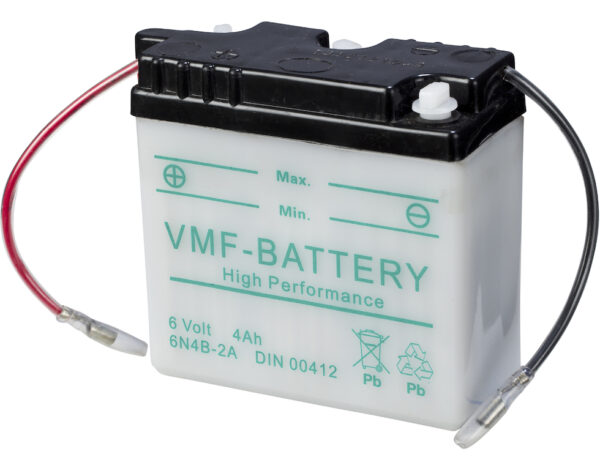 MC Batteri 6V 4AH 24CCA (100x47x96mm) +diagonalt | 6N4B-2A-0 MC Batteri 6V 4AH 24CCA (100x47x96mm) +diagonalt | 6N4B-2A-0