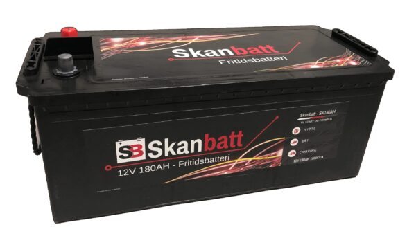 SKANBATT Fritidsbatteri 12V 180AH 1000CCA (513x223x203/223mm) Polstilling 4 - Plusspol til venstre-0