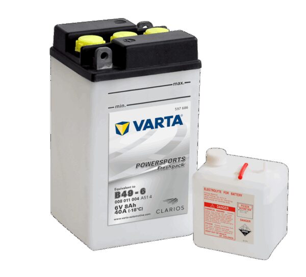 VARTA MC Batteri 6V 8AH 40CCA (91x83x160mm) +diagonal B49-6-0 VARTA MC Batteri 6V 8AH 40CCA (91x83x160mm) +diagonal B49-6-0