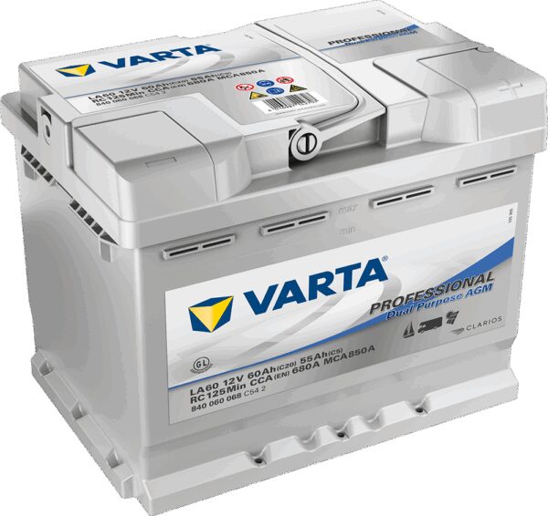 VARTA Fritidsbatteri AGM Batteri 12V 60AH 680CCA (242x175x190/190mm) Polstilling 5 - Plusspol til hÃƒÂ¸yre LA60-0