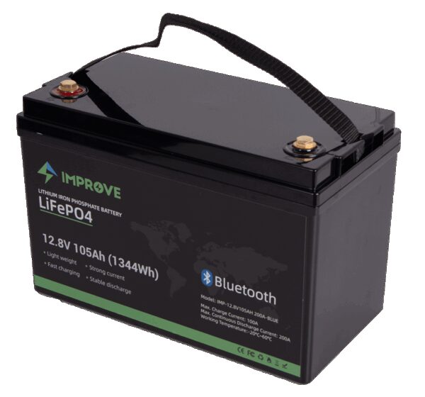 IMPROVE Lithium Batteri 12V 105Ah (LiFePO4) BMS 200A - BLUETOOTH-0