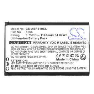 Replaces battery for AEi AGR-8106, AGR-8206, MIP-300, VX-3208, Li-ion, 1100mAh, 3.7V-117022