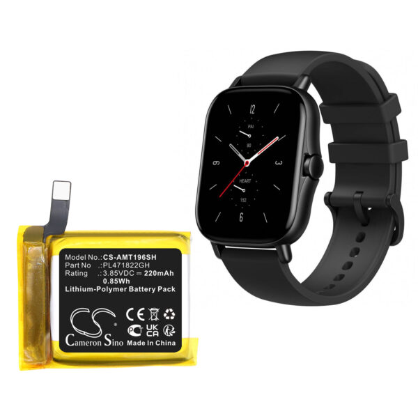 Replacement Battery for Amazfit PL341925V, GTS 2E, GTS2E A1969, Li-Polymer 220mAh-120352