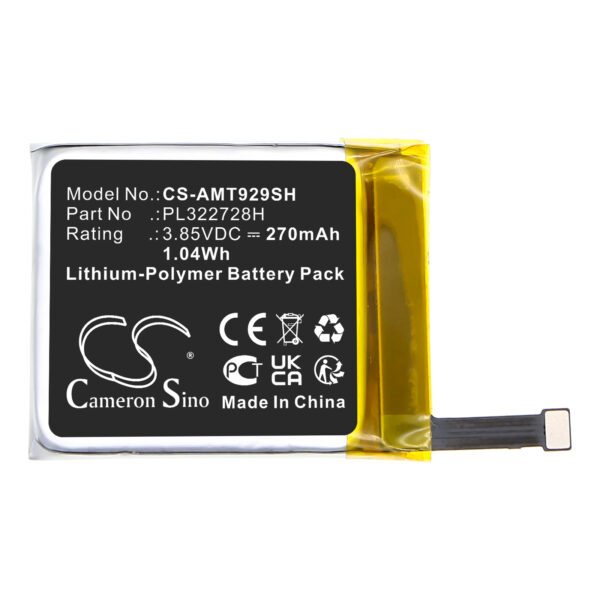 Replacement Battery for Amazfit Stratos 3, A1929, Li-Polymer 300mAh-120361
