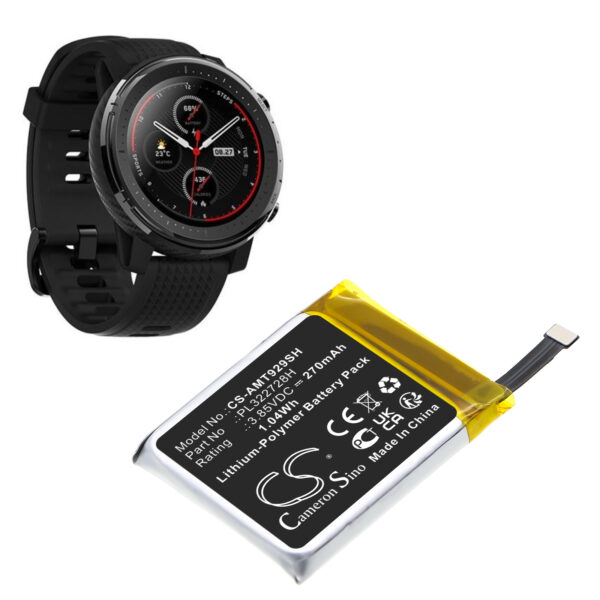 Replacement Battery for Amazfit Stratos 3, A1929, Li-Polymer 300mAh-120363