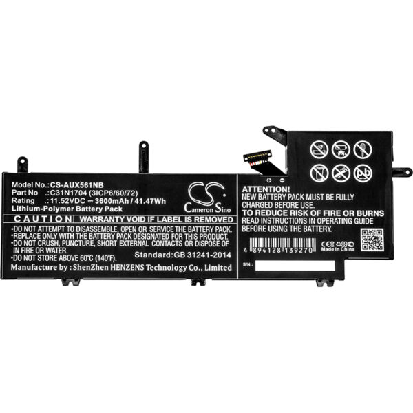 3600mAh for Asus UX561UD,Q535U,Q535UD,Q535UD-BI7T11,ZenBook Flip 15,UX561UD-1A,UX561UD-BO006R,ZenBook Flip UX561UD-E2026R,UX561UD-E2029T,UX561UD-BO025R-124631