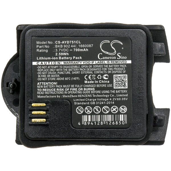 700mAh for Ascom Talker 9D24 MKII,Grade 3,Messenger 9D24 MKII,Raid2 Talker MKII,RAID2,RAID2-AAAAA/1A1-117165