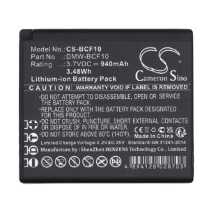 Replacement Battery for Panasonic DMW-BCF10,CGA-S009,CGA-S009E, CGA-S106C, Lithium-ion 940mAh-115967