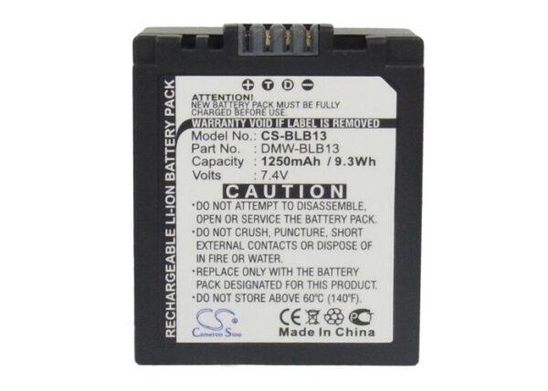 1250mAh for Panasonic Lumix DMC-G1 SLR,Lumix DMC-G1,Lumix DMC-GF1,Lumix DMC-GH1,Lumix DMC-G1A,Lumix DMC-G1K,Lumix DMC-G1R,Lumix DMC-GH1K,Lumix DMC-G1KEB-A,Lumix DMC-G1KEB-K-115954