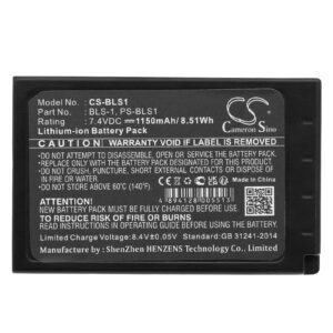 1150mAh for Olympus Evolt E-450,Evolt E-410,Evolt E-620,Evolt E-400,Evolt E-420,EP-1 Pen,E-P2 Pen,E-450,E-410,E-620-115633