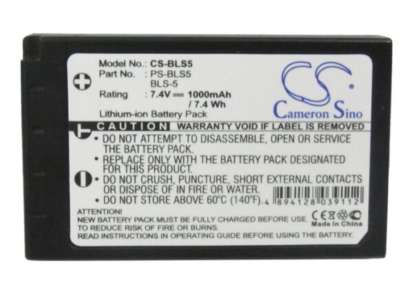1000mAh for Olympus OM-D E-M10,E-PL5,E-PL6,E-PL7,E-PM2,Stylus 1,E-PL8,PEN E-PL2,PEN E-P3,PEN E-PL3-115383