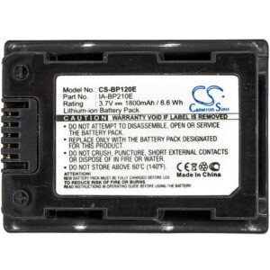 1800mAh for Samsung HMX-S10,HMX-S15,HMX-S16,HMX-H200,HMX-H203,HMX-H204,HMX-H205,SMX-F40,SMX-F43,SMX-F44-115374