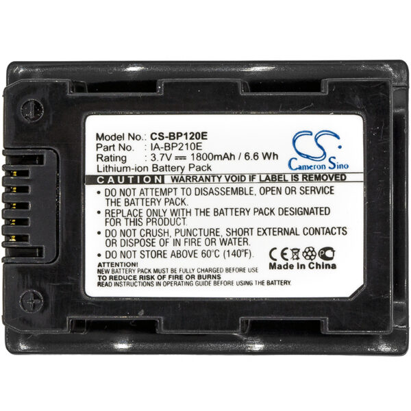 1800mAh for Samsung HMX-S10,HMX-S15,HMX-S16,HMX-H200,HMX-H203,HMX-H204,HMX-H205,SMX-F40,SMX-F43,SMX-F44-115374