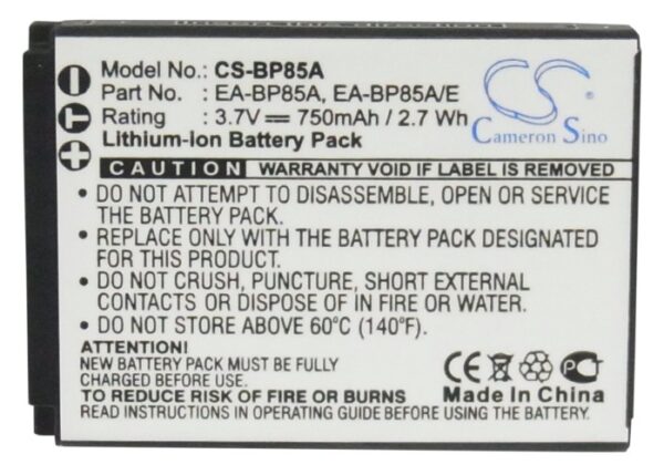 750mAh for Samsung WB210,SH100,PL210,EC-SH100ZBPBUS,EC-SH100ZBPSUS,EC-SH100ZBPRUS,EC-WB210ZBPRUS,ST200,ST200F-115361