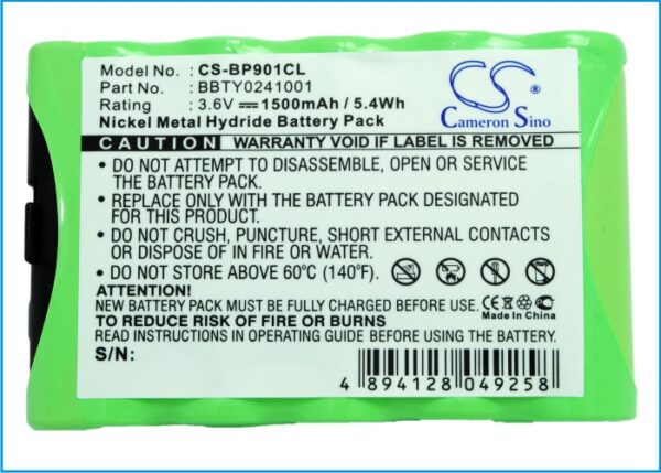 1500mAh for Radio Shack 18560,239037,9600509,GESPC910-117381