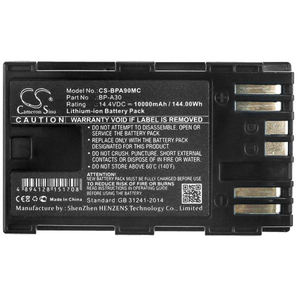 10000mAh for Canon EOS C200,EOS C200 PL,EOS C200B,EOS C300 Mark II,EOS C300 Mark II PL,CA-CP200L,XF705-115083