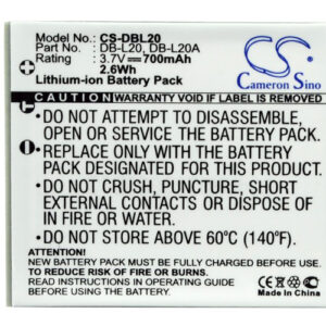 700mAh for Sanyo Xacti VPC-E60,Xacti DMX-C5(W),Xacti DMX-CA8,Xacti DMX-C4(N),Xacti VPC-J4EX,Xacti DMX-C6(R),Xacti DMX-CG65-S,Xacti VPC-E6 EX,Xacti DMX-CG6-P,Xacti VPC-C5-115641