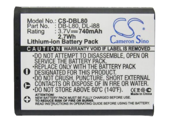 740mAh for PENTAX Optio P70,Optio P80,Optio WS80,Optio H90,Optio W90-115617