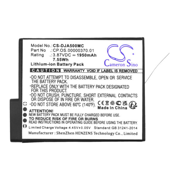 Replacement Battery for DJI Osmo Action 5, BCX204-1950-3.87, Lithium-ion 1950mAh-114890