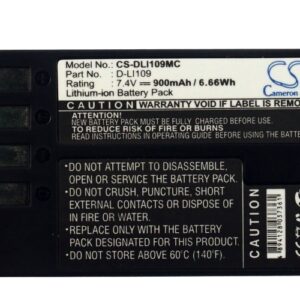 900mAh for PENTAX K-R,K-2,K2,K-S1,KS1,K-S2,KS2,K-30,K30,K-50-115408