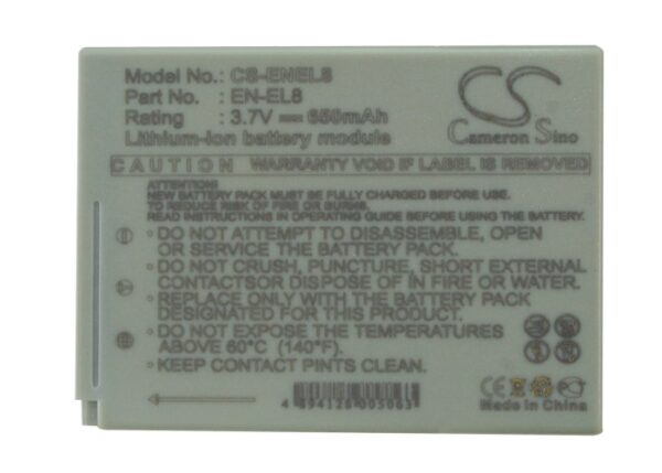 650mAh for NIKON Coolpix P1,Coolpix P2,Coolpix S1,Coolpix S2,Coolpix S3,Coolpix S5,Coolpix S50,Coolpix S50c,Coolpix S6,Coolpix S7-115750