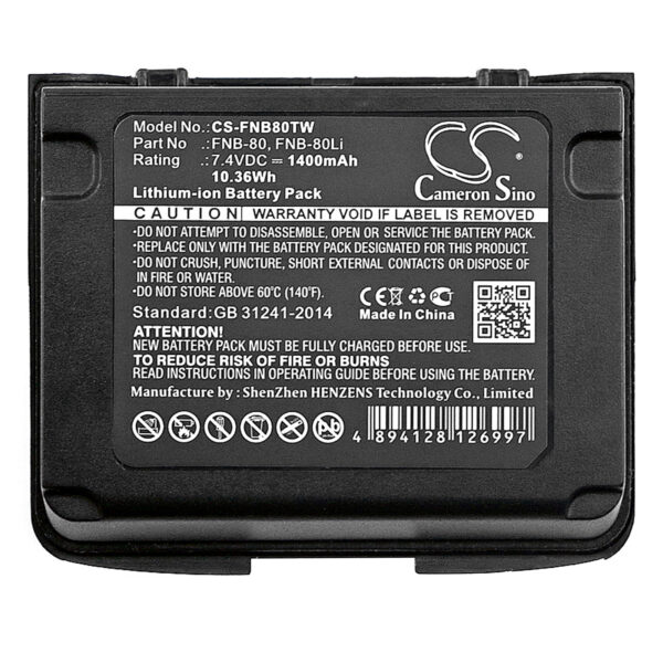 1400mAh for Standard Horizon HX470S,HX471,HX471S,HX471SB,HX471SS,HX460,HX460S-118635