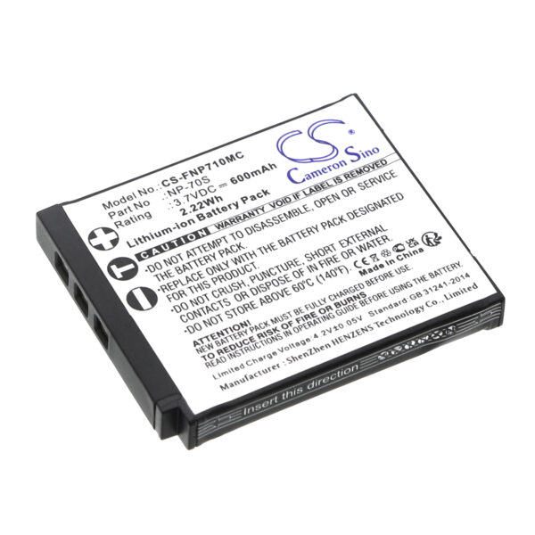 Replaces battery for Fujifilm NP-70S, Instax Mini 99, 600mAh-0