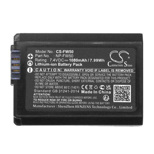 Replaces battery for Sony NP-FW50, 1080mAh-115425