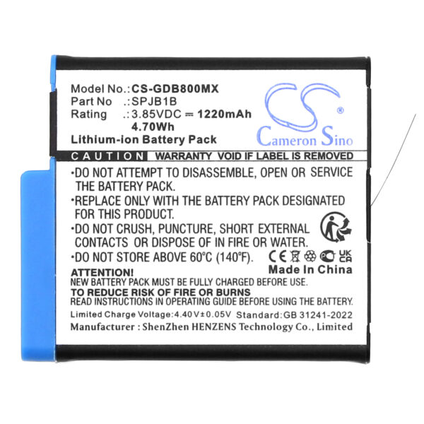 1220mAh for GoPro Hero 8 Black,Hero 7 Black,Hero 6 Black,Hero 5 Black,HD8.01,Hero 8,Hero 7 White-115088