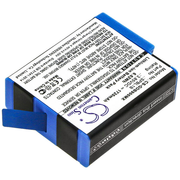 Replaces battery for Gopro Hero 9, Hero 10, Hero 11, Hero 12, SPBL1B, AHDBT-901, 1720mAh-115061
